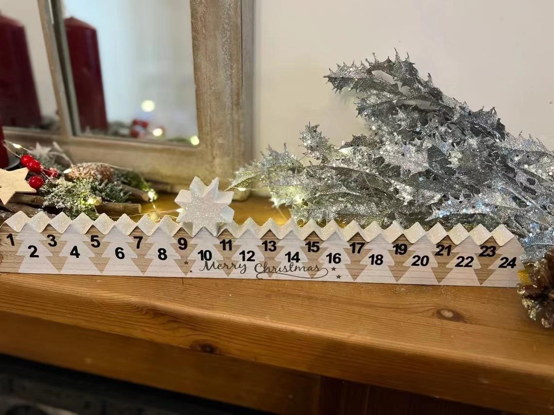 

Wooden Christmas Countdown Calendar 24 Days Count Down To Christmas Calendar Classic Holiday Ornaments For Decorating