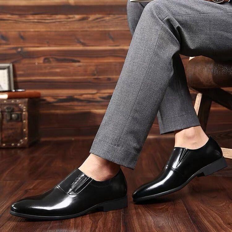Leather Shoes Men's Youth Business Casual Dress Foot Shoes Spring New Black Student Wedding Leather Shoes