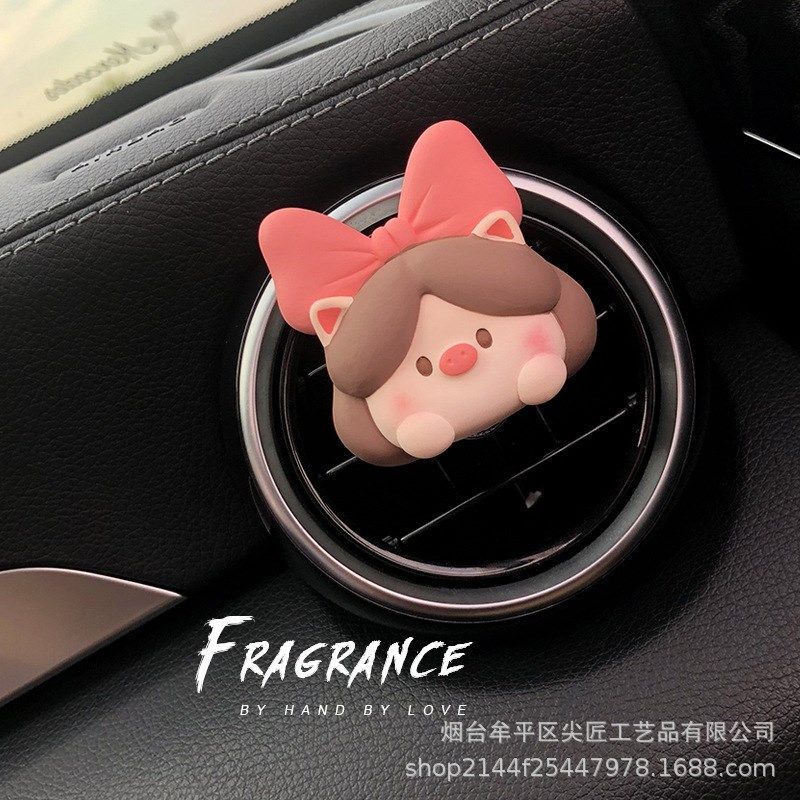 

Cute Piggy Princess Car Air Freshener Mercedes Car Vent Perfume Decoration Diffuser Stone Car Interior Ornament for Girls Default