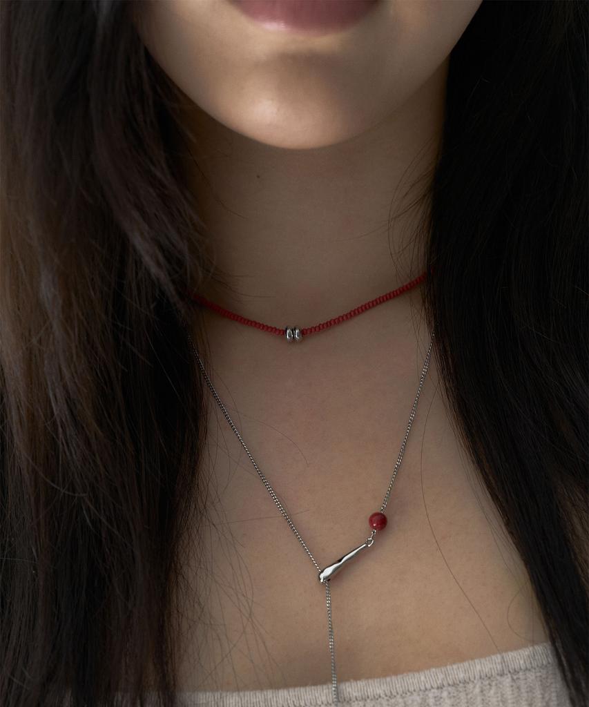 Ourpierre Silver Donut Necklace Red