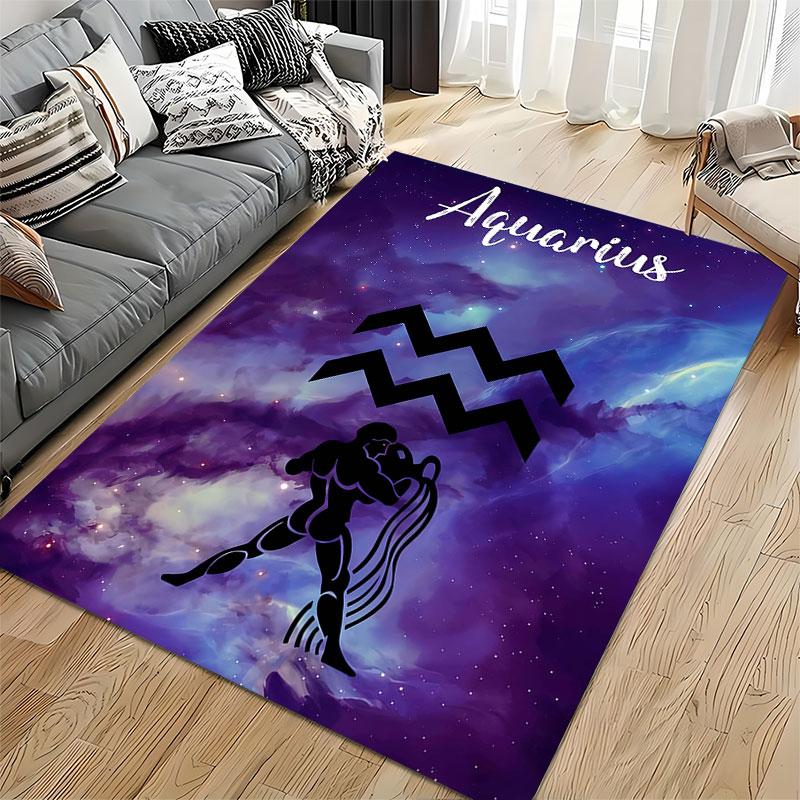 Aquarius Zodiac Space Theme suitable as a non-slip mat for the living room or bedroom sofa