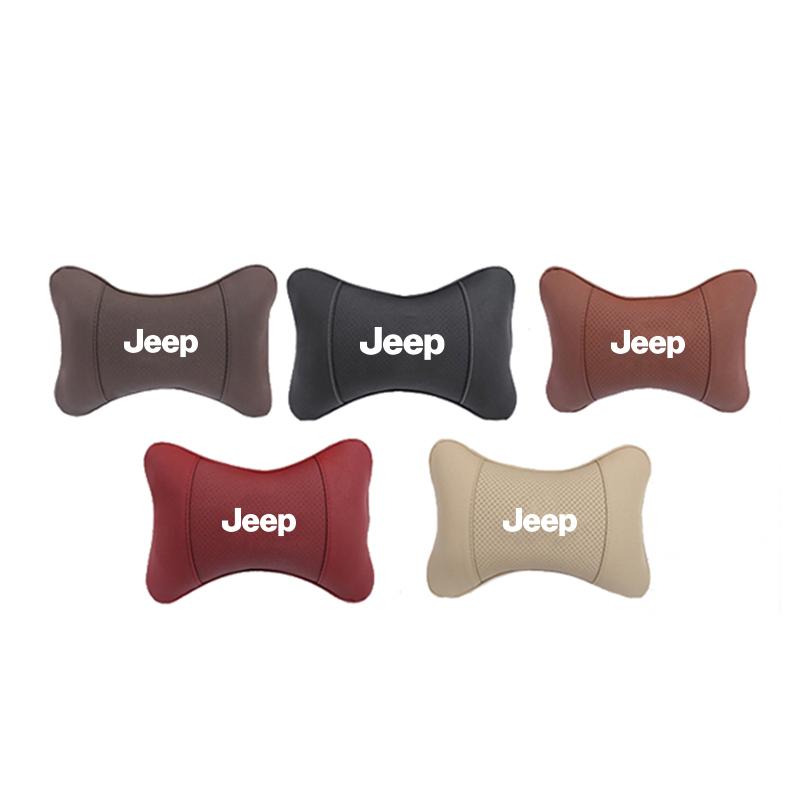 1Pcs Car Seat Headrest Auto Logo Neck Pillow For Jeep Grand Cherokee Wrangler JK Gladiator Compass Renegade Patriot Liberty Comm AMV1
