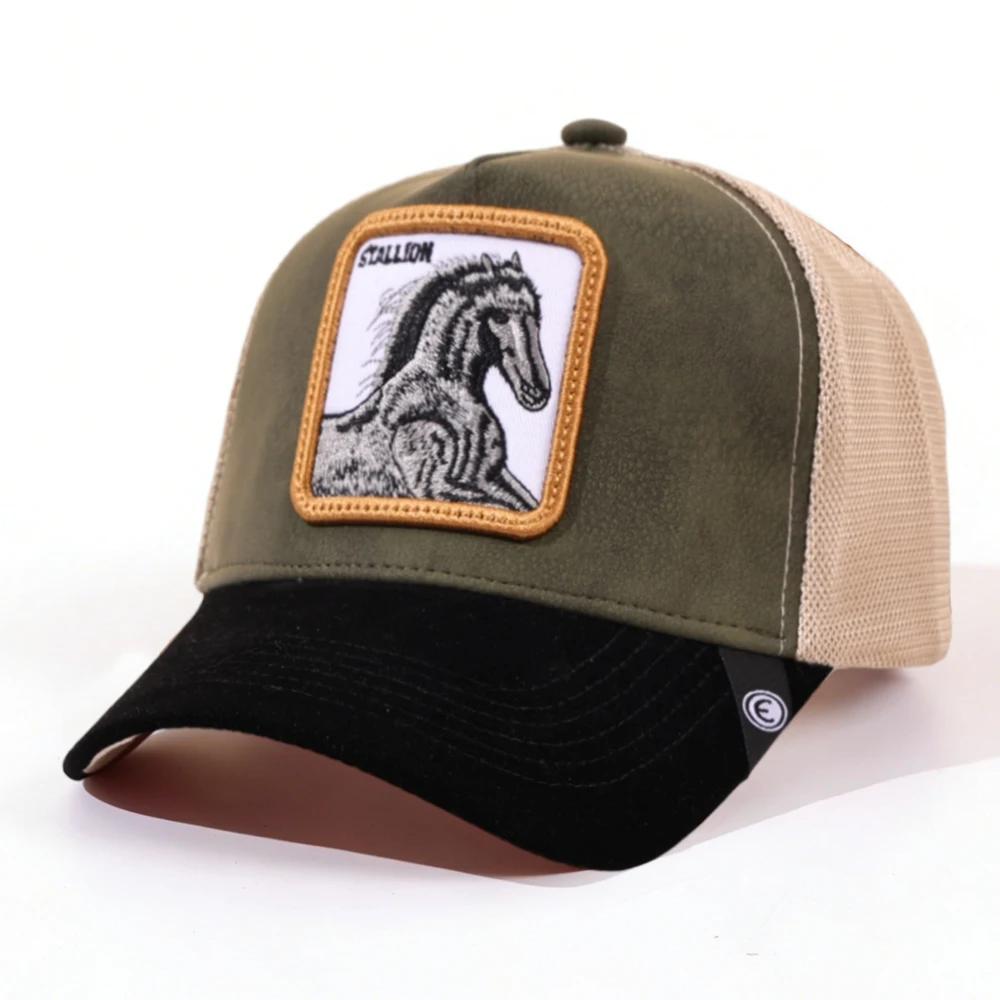 1Pc Mesh Trucker Hat, Breathable, Embroidered Rooster Gallo Patch, Retro Western Streetwear