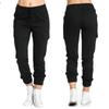 Ensfarvede Joggingbukser til Kvinder Cargo Bukser Multilomme Snor Elastisk Talje Sportsbukser til Kvinder Streetwear Afslappede Lange Bukser
