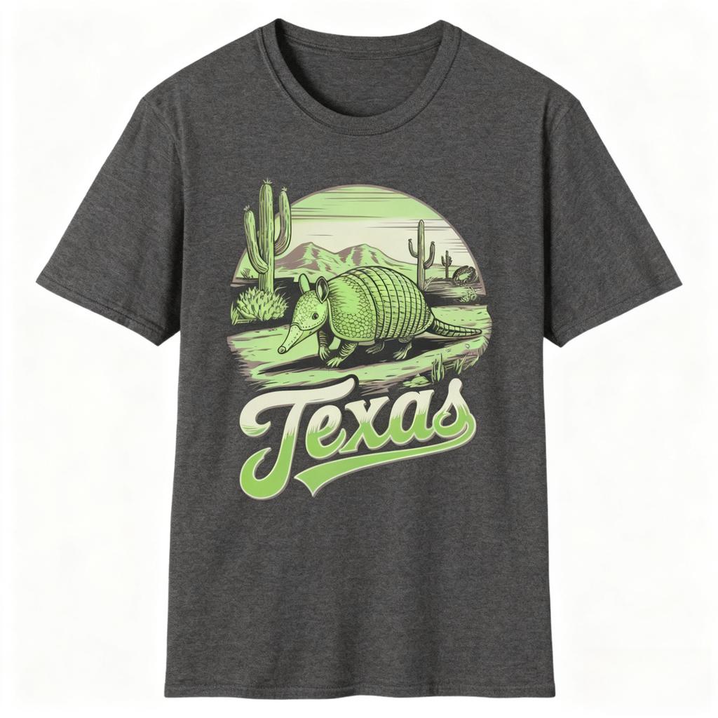 Texas Armadillo Retro Desert Graphic T-Shirt Vintage Southern Culture Tee for Texas Enthusiasts and Retro Illustration Collector