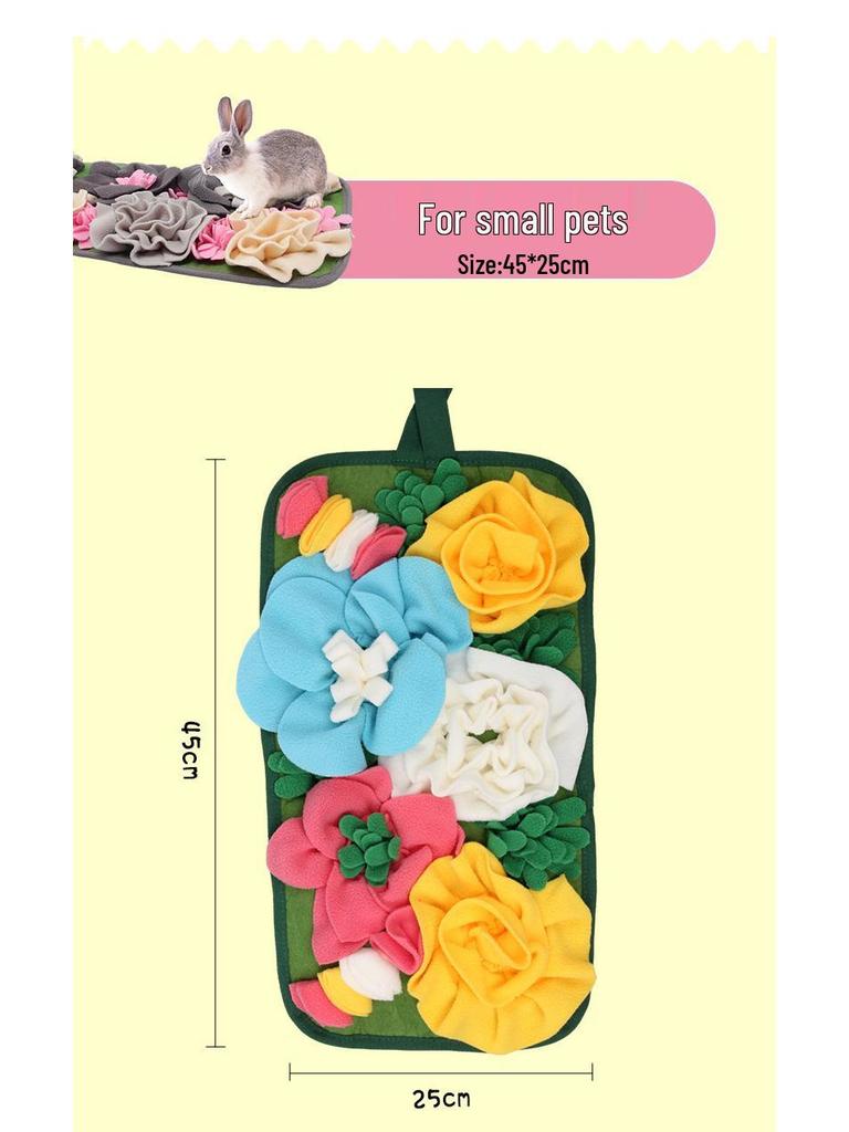 Rectangular Garden-Style Foraging and Slow Feeding Mat for Rabbits, Hamsters, and Birds.