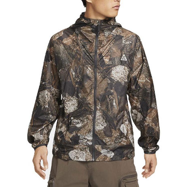 Men's Nike SS22 ACG Rock Full Print Casual Hooded Jacket Rock Gray DV6648-004