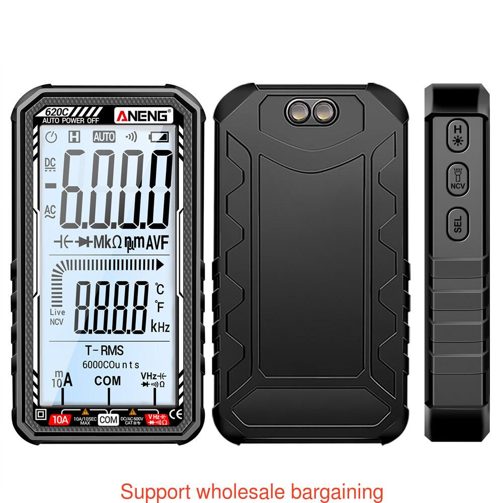 Multifunctional Digital Multimeter Ammeter AC DC Tester 6000 Counts Auto Range Voltmeter DCV ACV Resistance Temperature Measurement Digital Display