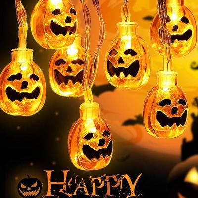 Mini Pumpkin Halloween String Lights - Battery Operated Flashing Lights for Festive Decorations & Bar Props