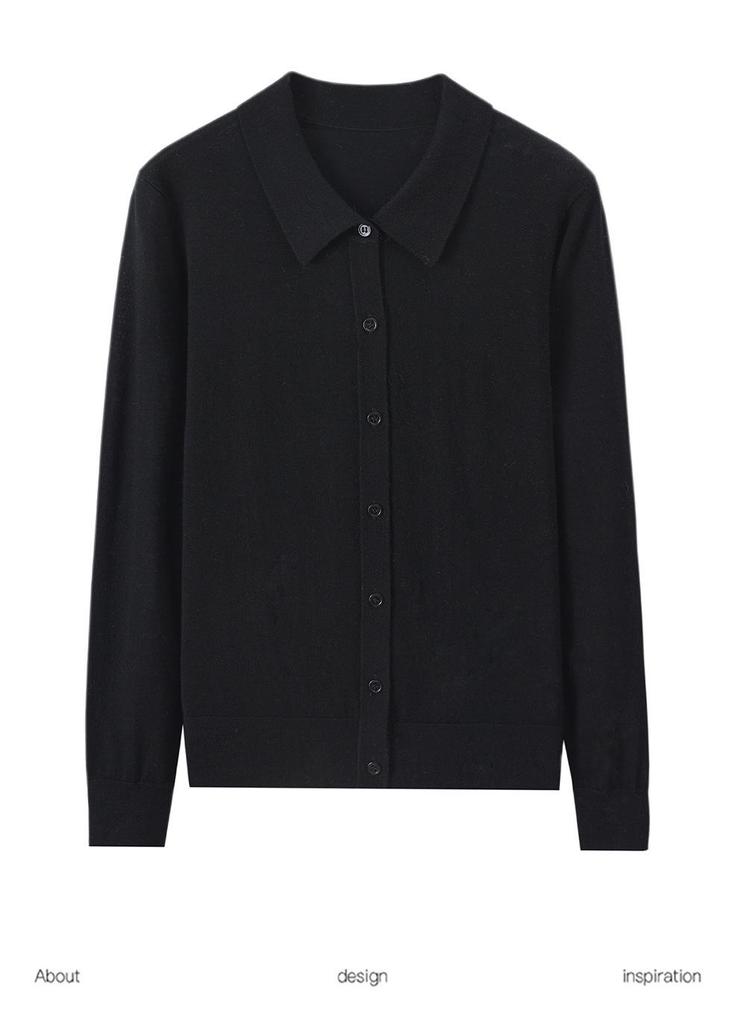 Yangtze Yarn 100% Wool Polo Collar Loose-Fit Knitted Shirt