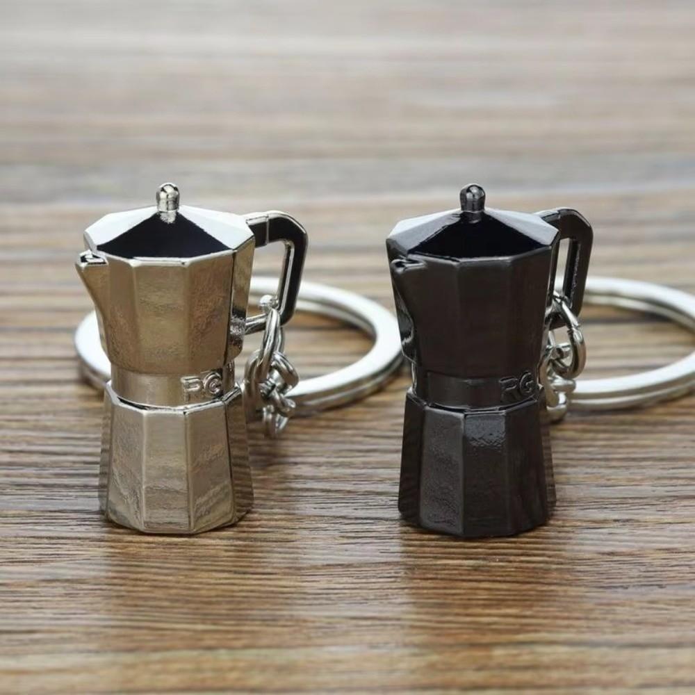 Kreativer 3D Kaffee Schlüsselanhänger Metall Mini Größe Moka Kanne Schlüsselanhänger Barista Schlüsselanhänger Kaffee Liebhaber