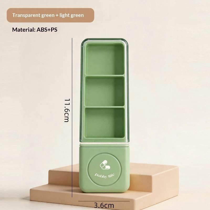 Portable Pill Organizer Integrated Pill Cutter Airtight Moisture-proof Small Pill Case for Students Dorm Daily Medication Storage