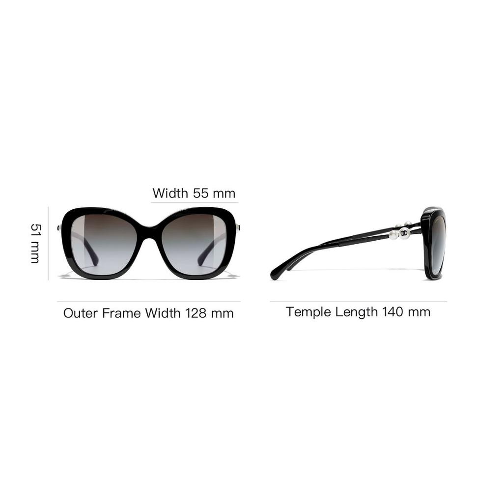Chanel Pearl Arm Square Metal Sunglasses Women Sunglasses Black CH5339H-C501/S6
