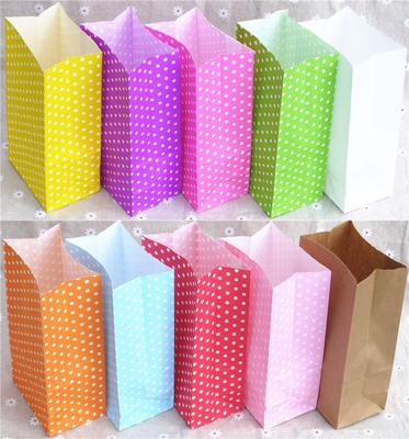 10Pcs Multiple Color New Paper Bag Mini Stand Up Colorful Polka Dot Bags 18x9x6cm Favor Open Top Gift Packing Treat Gift Bag