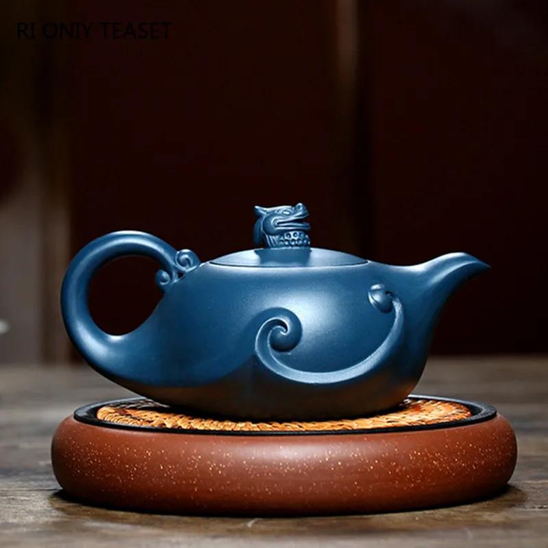 410ml Chinese Yixing Purple Clay Teapot Large Capacity Tea Pot Famous Handmade Raw Ore Azure Mud Kettle Customized Zisha Tea Set