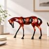 Abstract Horse Sculpture Artistic with Engraved Markings Elegant Stylized Equestrian