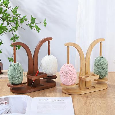Woodens Yarn Stand With Rotatable Base For Home Knitting Tool Natural Woods