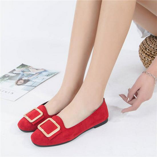 Wiosna/Lato 2025 Damskie Płaskie Buty w Koreańskim Stylu, Skórzane, Kwadratowy Nosek, Duży Rozmiar 43