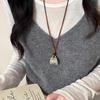 Kreative Legierung Tasche Halskette Verstellbares Braunes Lederseil Pullover Kette Luxus Pullover Halskette Schmuck Für Frauen