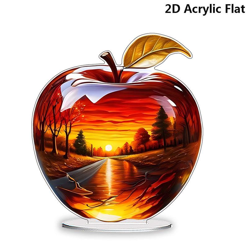 

Crystal Apple Table Ornaments Acrylic Landscape Pattern Decor Shelf Ornament For Home Desktop Ornament