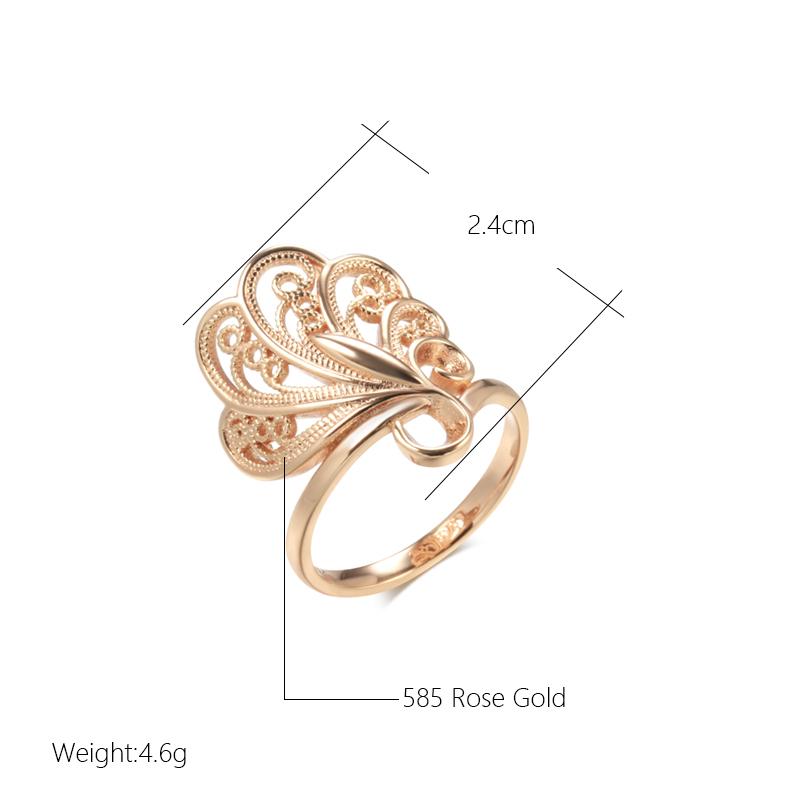 Fashion Glossy Big Rings For Women  Rose Gold Unique Pattern Ethnic Bride Rings Wedding Jewelry Gift  New