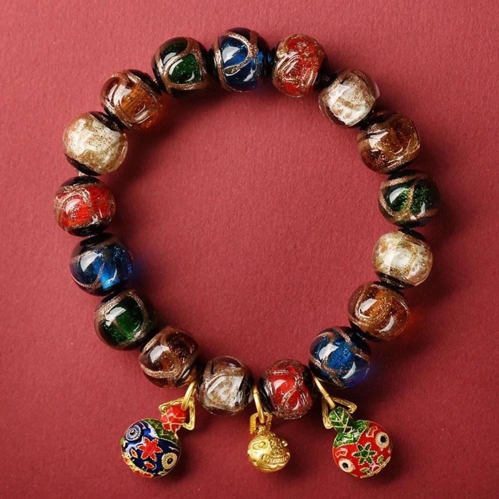 Incense Ash Prayer Bracelet Colorful Enamel Lucky Charm Bracelet Glass Bead Bracelet Men