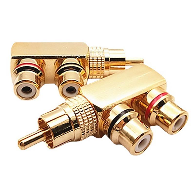 Gold Plated Av Audio Splitter Plug Rca Adapter 1 Male To 2 Female F Connector Tool