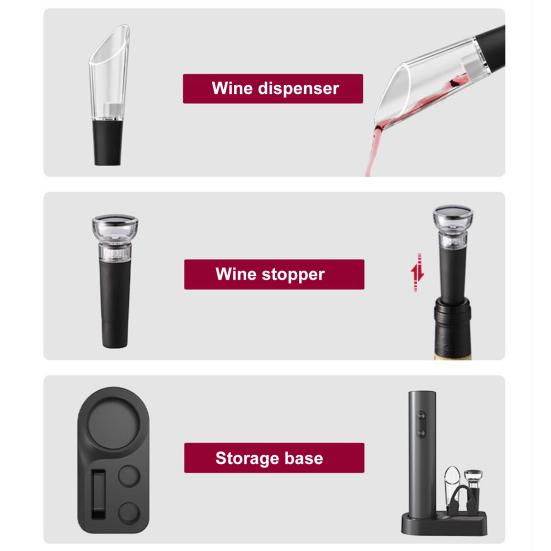 Electric Wine Opener Automatic Corkscrew Rechargeable Wine Dispenser Foil Cutter Vacuum Stopper Efficient Bottle Opener Tool for Kitchen Parties