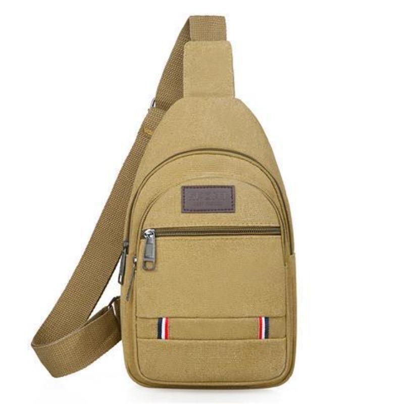 Men s bag new men s breast bag canvas bag messenger bag men s bag shoulder bag Korean version backpack casual fanny pack large capacity хаки