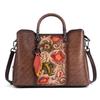 Johnature Borsa versatile in vera pelle da donna, vintage, fatta a mano, in pelle di mucca naturale goffrata, borse a tracolla