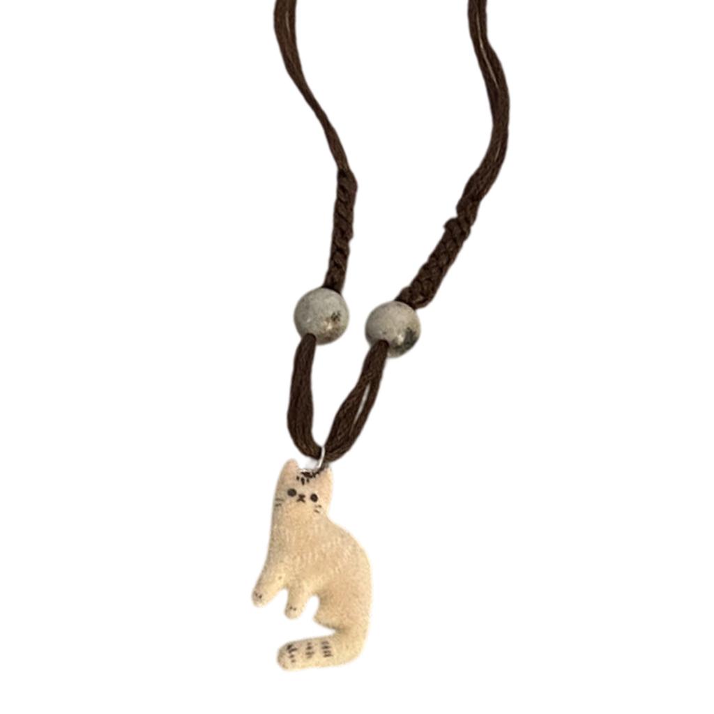 Cats Pendant Necklace Adjustable Flocking Rope Clavicle Chain Unique Gift For Cats Lovers And Fashion Enthusiasts