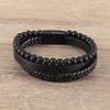Natural Stone Volcanic Rock Men's Multi-Layer Leather Woven Bracelet