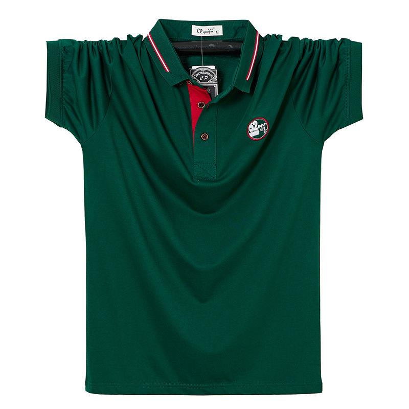 

Новая летняя мужская рубашка поло с лацканами плюс толстая футболка с короткими рукавами, повседневная деловая одежда 6XL зелёный