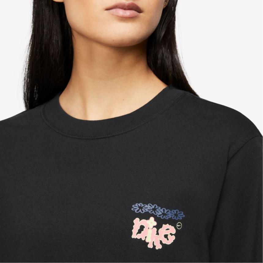 Nike Casual Round Neck Printed Short Sleeve T-Shirt Women Tops Black FD2550-010