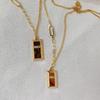Rich Little Gold Brick Necklace for Women Good Luck Gold Small Gold Bar Clavicle Chain Golden Square Pendant