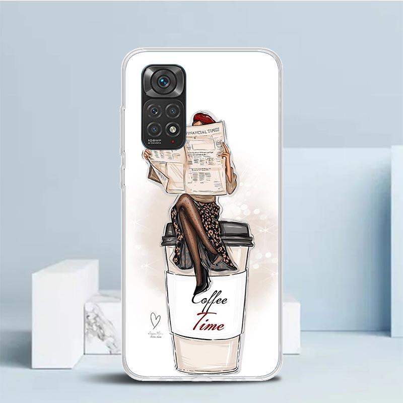 Girl Boss Female Coffee Phone Case For Xiaomi Redmi Note 15 14 14S 13 12S 12 Pro Plus 11S 11 11T 11E 10S 10 + Soft TPU Back Cove