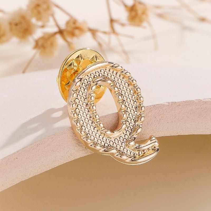 2Pcs New Metal Initial A To Z 26 Letters Pin Suit Shirt Collar Lapel Brooch Pin Badge Fashion Jewelry For Men Women Accessories