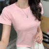 Round Neck Straight Shoulder Short-sleeved T-shirt for Women New Loose Basic Cotton Inner Bottoming Shirt Half-sleeved Top