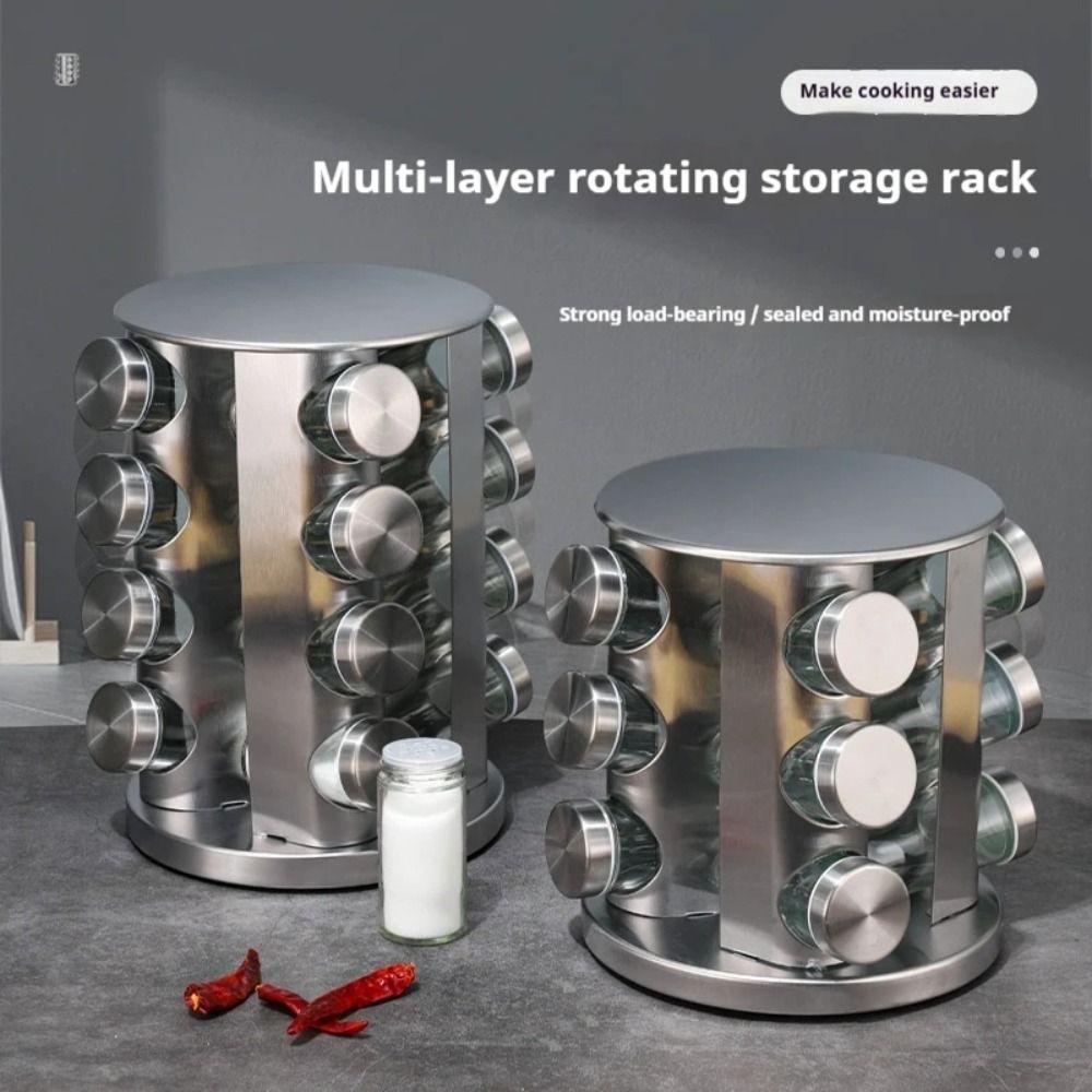 360 Rotating Rotating Spice Rack Food Grade Glass Seasoning Jar Set  Seasoning Storage
