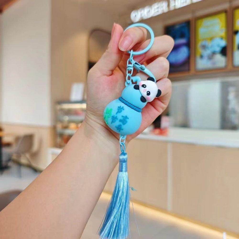 Cute Panda Dolls Pendant Cartoon Car Key Ring Fashion Panda Calabash Keychain  Backpack