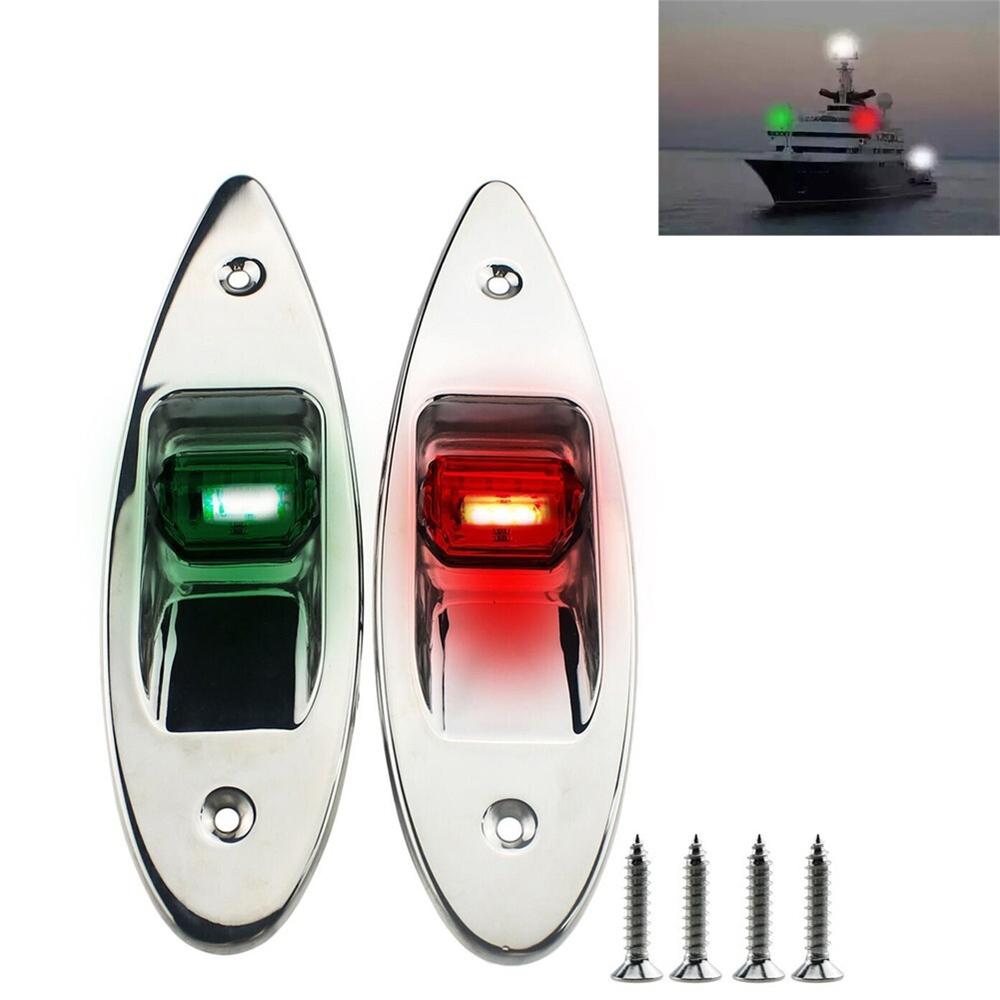 2x Red+Green Marine Boat Navigation LED Side Tear Drop Lights Vertical Mount 12V