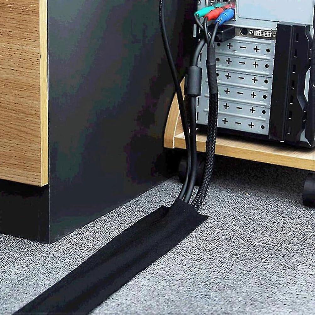 Floor Cable Cover, Black Flexible Reusable Grip Cable Protector Cord Cover Protect Cords Cable Hider - DD