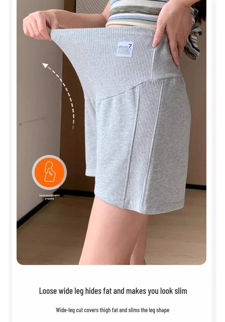 Summer Maternity Wide-Leg Casual Shorts - Loose, Non-Tightening Belly, Three-Quarter Length for Petite