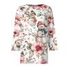 3/4 Length Sleeve Womens Tops Floral Print Vintage Fashion Casual Loose With Round Neck Plus Size Shirts