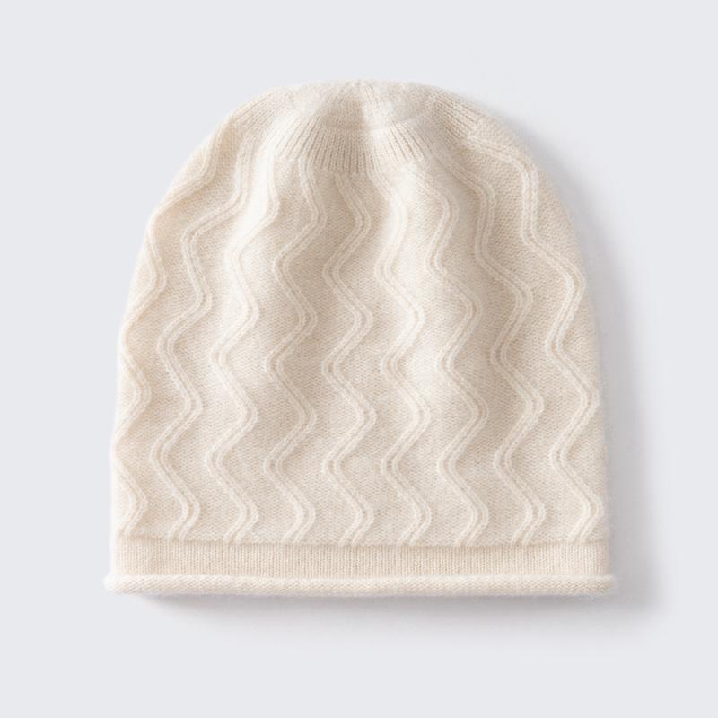 Autumn and Winter New% Pure Cashmere Hat for Men and Women Warm Knitted Casual Crimped Wool Hat