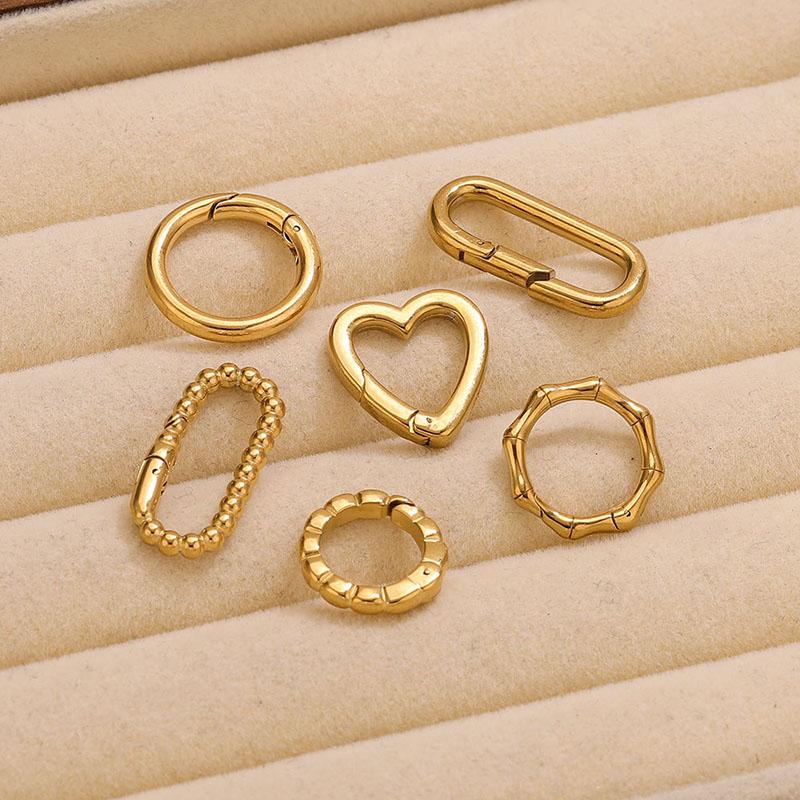 1Pcs Stainless Steel Clasps Gold Geometry Heart Round Ring Lobster Clasp Hook Connectors Diy Jewelry Making Supplies Accessories
