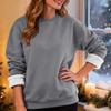 Women's Casual Fashion RoundNeck Pullover Top Winter Solid Color Plush Sweatshirt