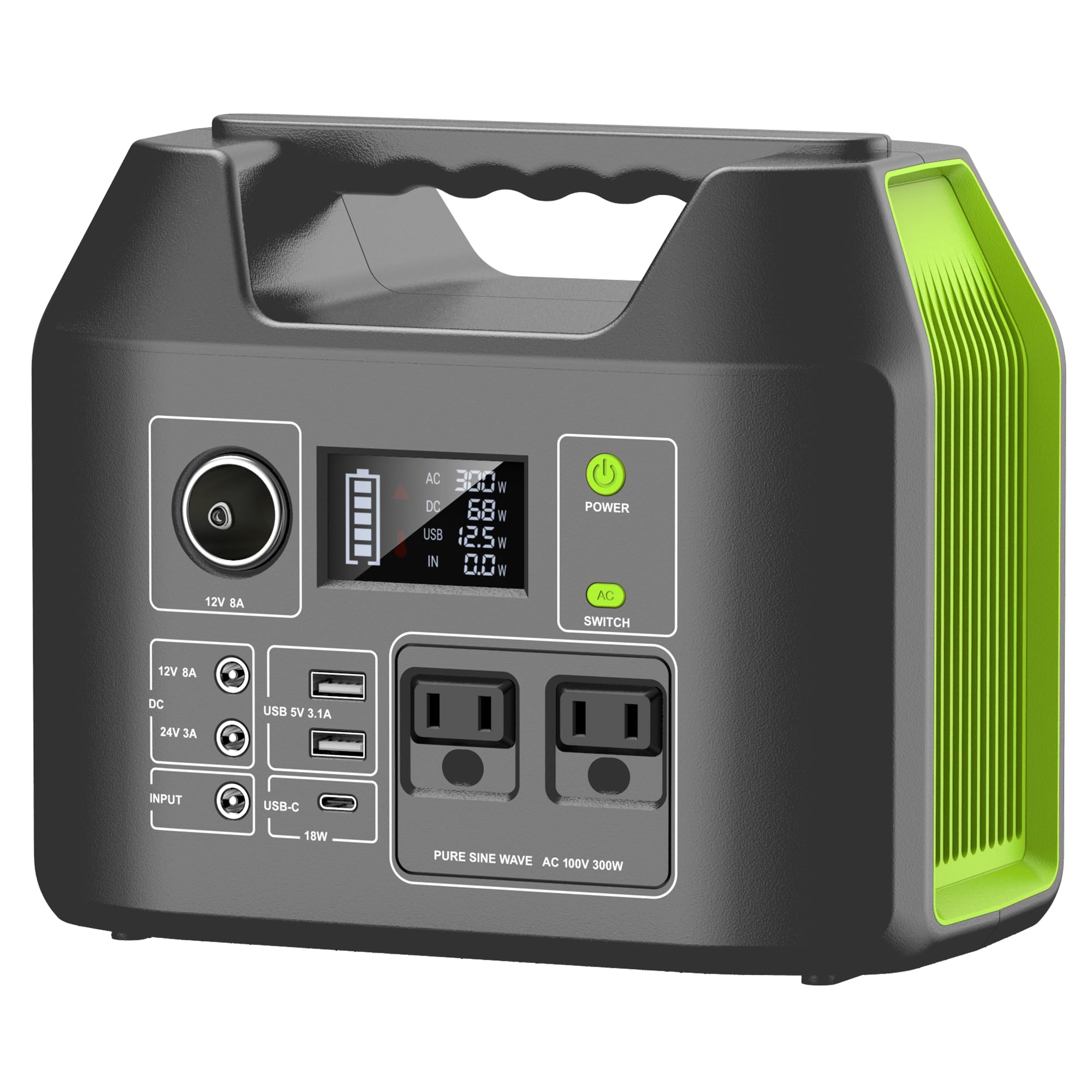 

Powkey Portable Power Station High Capacity Portable Home Backup Power Supply Compact and Lightweight Pure Sine Wave AC100V Output Peak Quick Charge