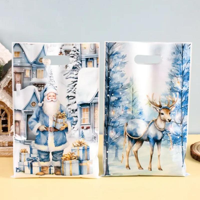 Christmas Gift Bag Printed Design Pearl Film Candy Bag Holiday Party Favor Handbag