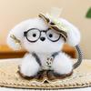 Cartoon Cute Glasses Puppy Plush Pendant – Soft Barley Dog with Skirt and Colorful Rope Doll